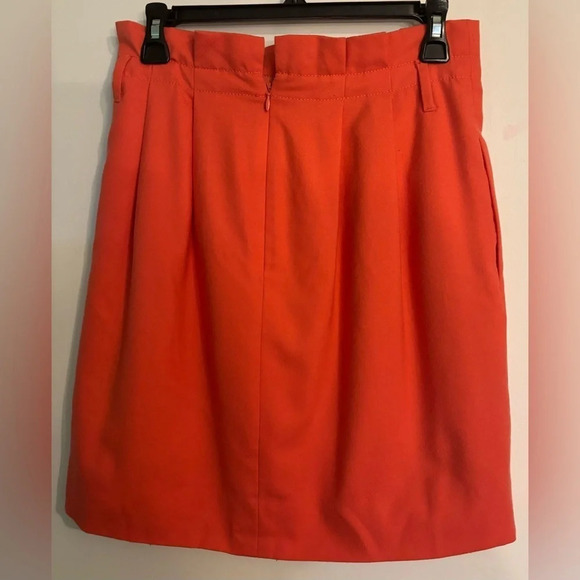 J. Crew Womens Coral Wool Blend Fully Lined‎ Pleated Mini Skirt Paperbag Waist 4 - Picture 5 of 10
